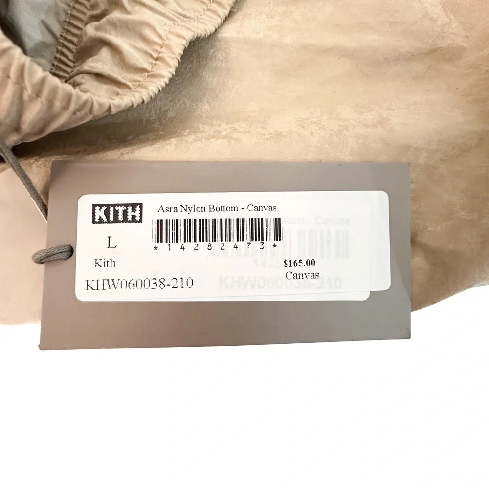 NWT Kith Asra Nylon‎ Bottom in 'Canvas' - Pull on Windbreaker Pant - Large